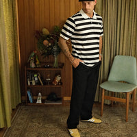 Vincentia Black & White Striped Polo