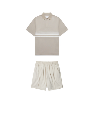 Sand Course Bundle - Lennox Polo Short + Cream Pintuck Golf Shorts